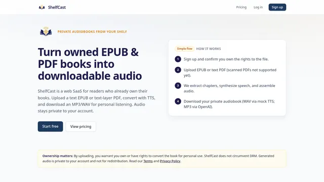 ShelfCast landing page