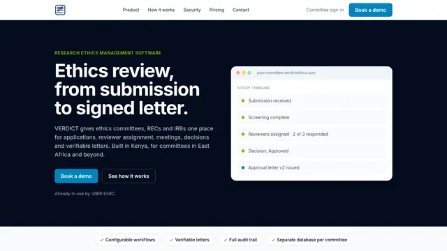 VERDICT marketing site home page